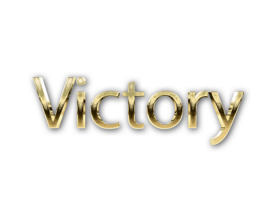 3D WORD VICTORY gold text effects art typography PNG images free